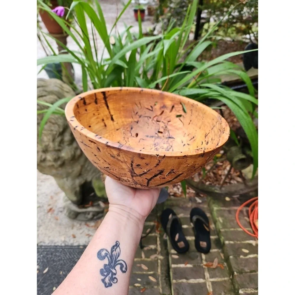 Spalted Wood Bowl Hand Turned‎ 10.5